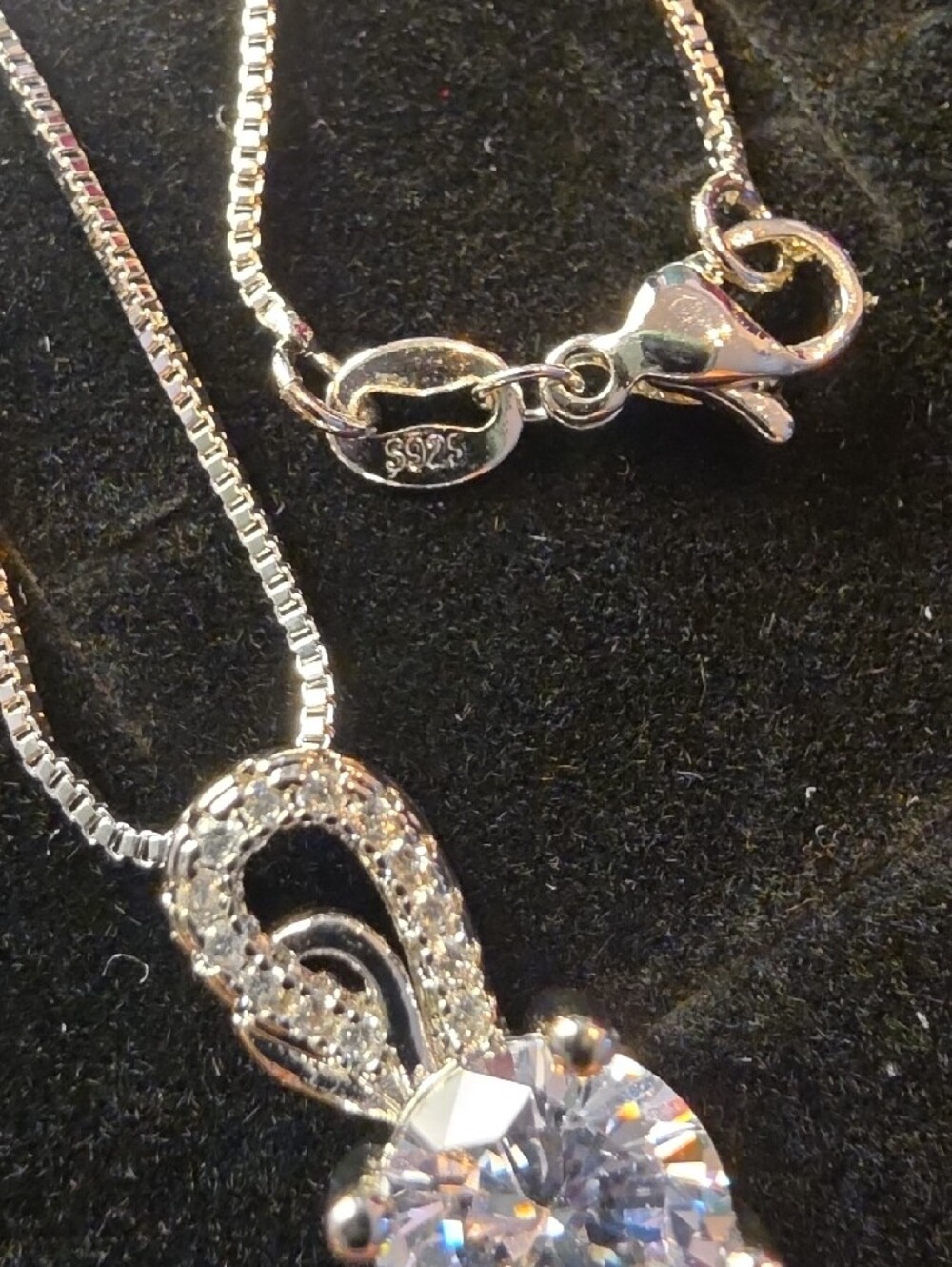 Classic Silver Solitaire Cubic Zirconia Pendant Necklace - Silver - Picture 6 of 7